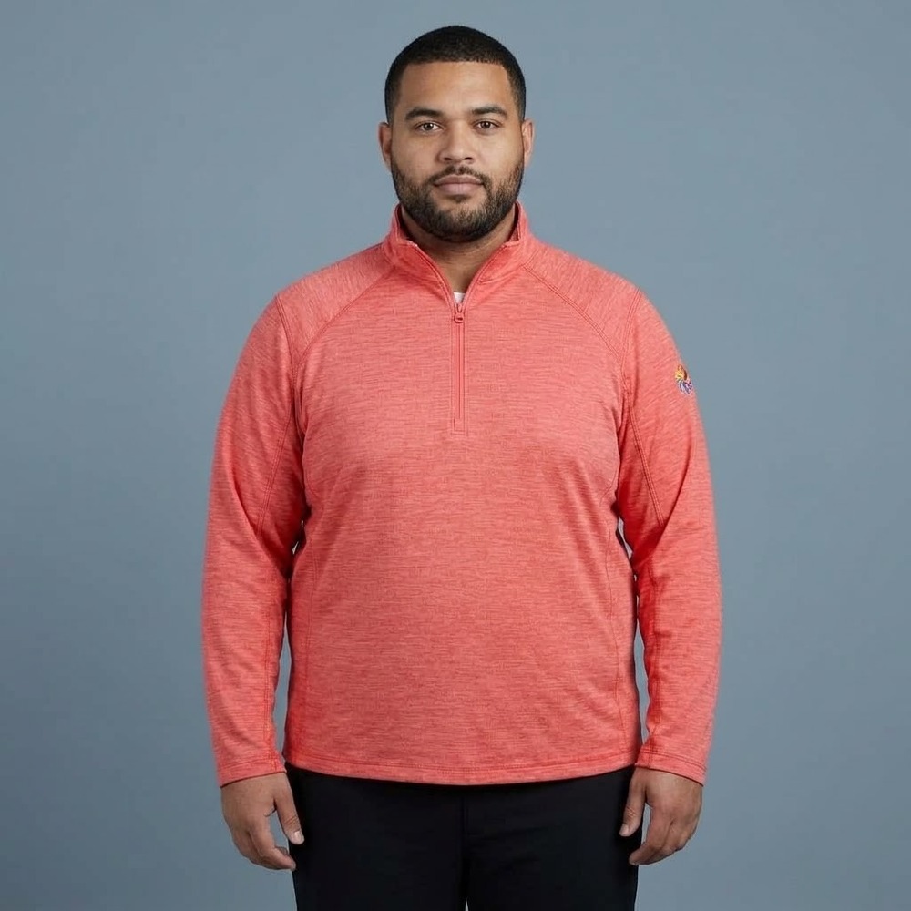 Vineyard Vines Mens XL Pink Heathered Quarter-Zip fleece‎ pullover EUC